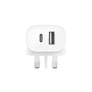 Belkin 20W USB-C PD + 12W USB-A Wall Charger Universally compatible - White