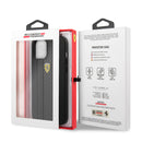Ferrari Phone Case Pu Leather On Track Carbon Effect With Stripes - iPhone 12 Black