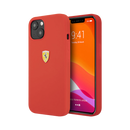 Ferrari Silicone Hard Case on Track with Soft Microfiber Iinterior for iPhone 13 Red