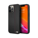BMW M HC PU Carbon for iPhone 13 Pro Tricolor Stitch Black