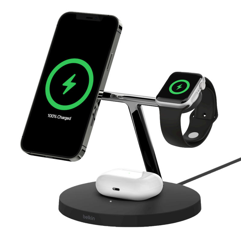 Belkin 15W Magsafe 3 in 1 Magnetic Wireless Charger For iPhone 12/12 Pro