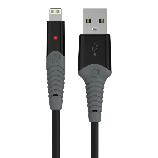 SCOSCHE StrikeLine LED 0.9m Rugged Charge & Sync Cable for Lightning Devices - Black