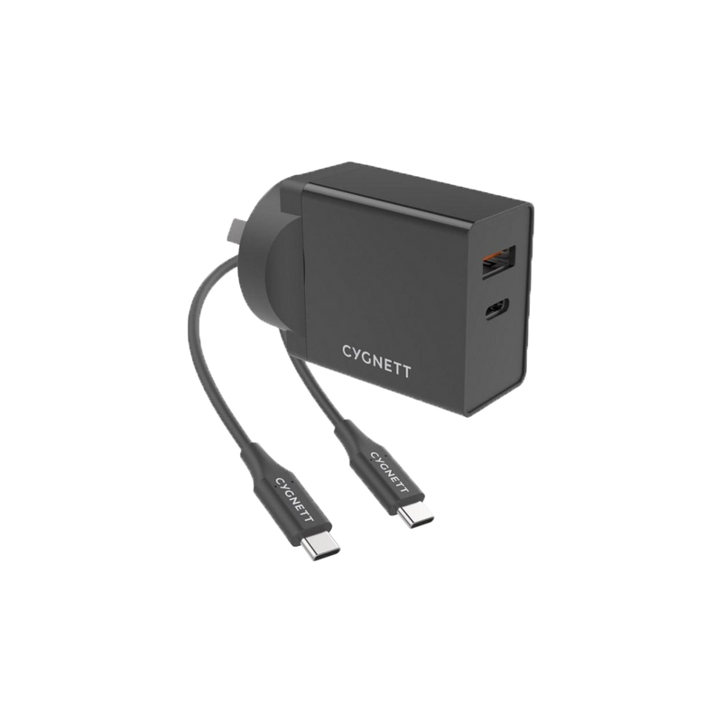 Cygnett 18W PD AC Charger + USB-C to USB-C 1.5M - Black