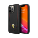 Ferrari HC Leather Stitched for iPhone 13 Pro Max Red Line Black