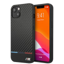 BMW M HC PU Carbon for iPhone 13 Tricolor Line Black