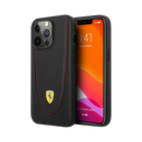 Ferrari HC Leather Stitched for iPhone 13 Pro Red Line Black