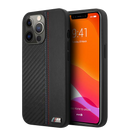 BMW M HC PU Carbon for iPhone 13 Pro Max Tricolor Stitch Black