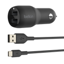 Belkin BOOSTCHARGE Dual USB-A Car Charger 24W + USB-A to USB-C Cable