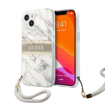Guess HC PC/TPU Marble Strap for iPhone 13 Grey