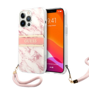 Guess HC PC/TPU Marble Strap for iPhone 13 Pro Pink