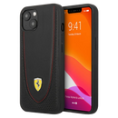 Ferrari HC Leather Stitched for iPhone 13 Red Line Black