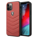Ferrari Off Track Genuine Quilted Leather Hard Case - iPhone 12 Pro Max Red