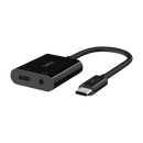 Belkin ROCKSTAR 3.5mm Audio plus USB-C Charge Adapter Black