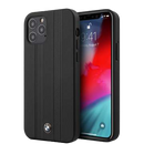 BMW Real Leather Hard Case Embossed Tire Marks And Metal Logo - iPhone 12 Pro Max Black