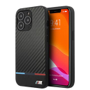 BMW M HC PU Carbon for iPhone 13 Pro Tricolor Line Black